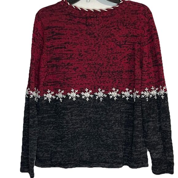 Vintage Mandal Bay Christmas Sweater Red Snowman Festive Size Medium Knit Top - Picture 2 of 6